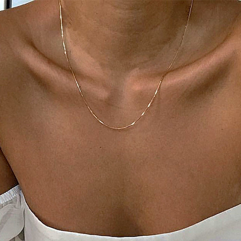 Women Neck Chain Gold Color Choker Necklaces