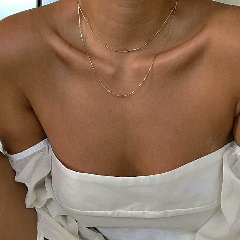 Women Neck Chain Gold Color Choker Necklaces