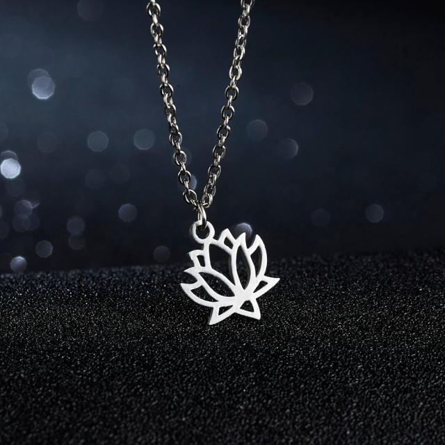 Women Fashion Yoga Lotus Pendant Necklaces