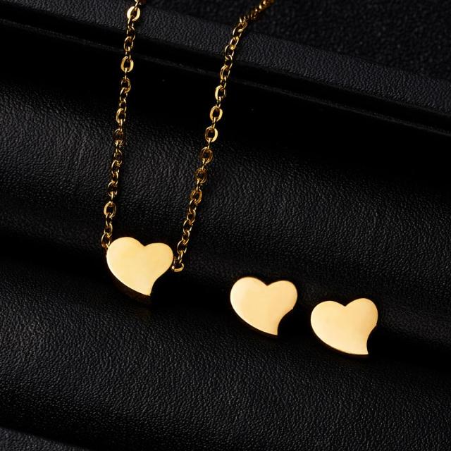 Classic Stainless Steel Pendant Necklace Earrings Sets