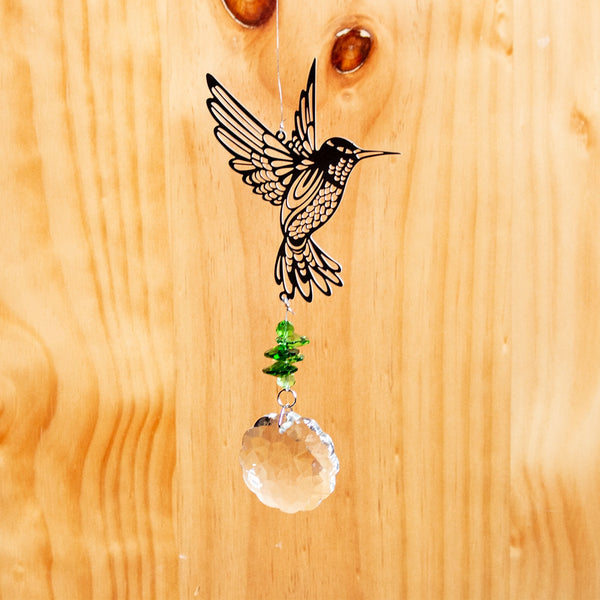 Crystal Flower Prism Suncatcher Hummingbird Pendant