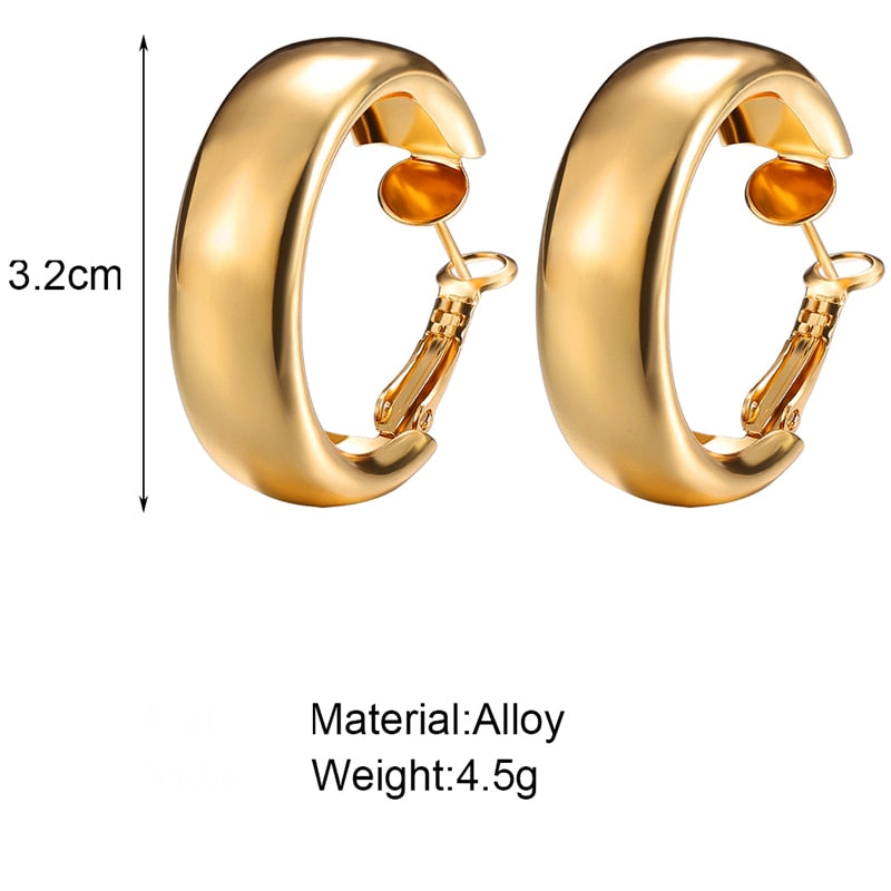 Trendy Simple Silver Color Hoop Earrings
