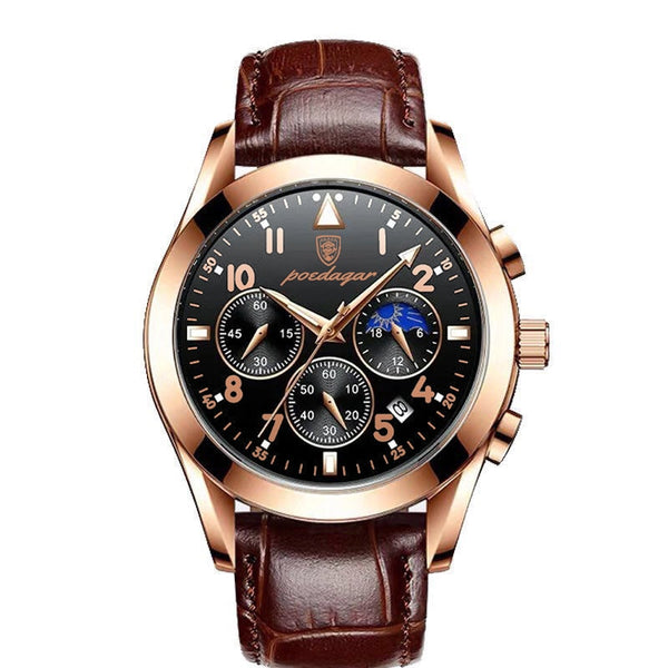 Reloj de pulsera de cuarzo para hombre, de cuero, moderno, luminoso, resistente al agua, de marca superior de lujo