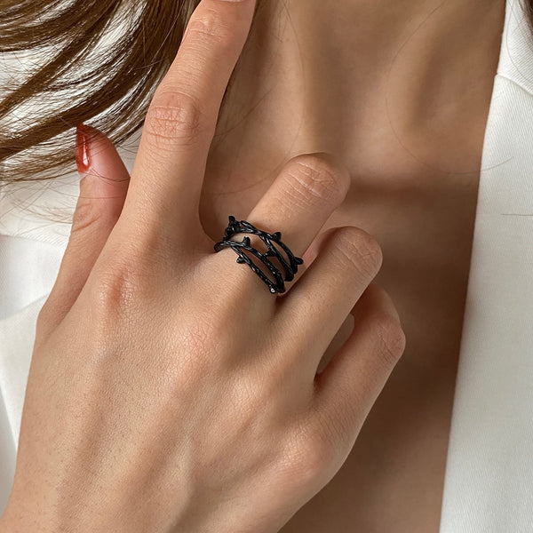 Nuevo anillo de espinas ajustable con dijes de corona de espinas retro vintage