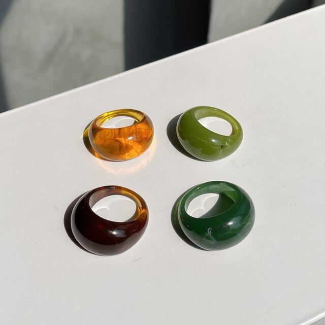 Colorful Resin Transparent Rhinestone Zircon Suit Ring