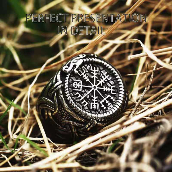 Anillo vikingo con runas y amuleto para hombre, nuevo diseño