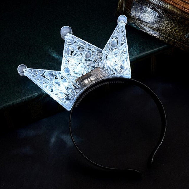 Women Girls Tiara Crown Blinking Light