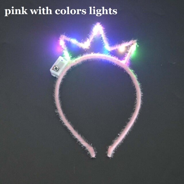 Women Girls Tiara Crown Blinking Light