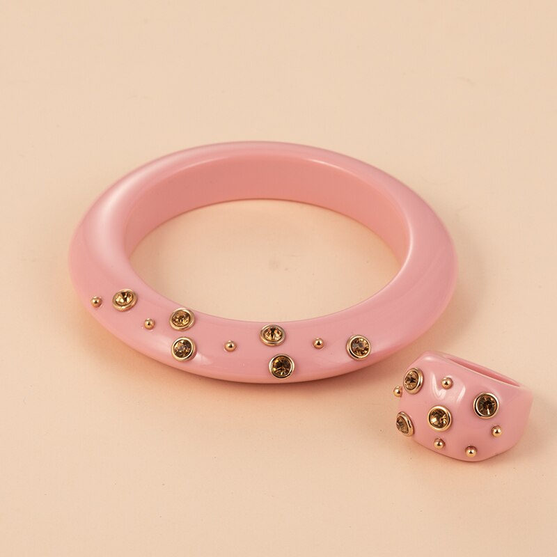 Cute Acrylic With Large  Ring&Bangle Bracelets Jewelry Sets