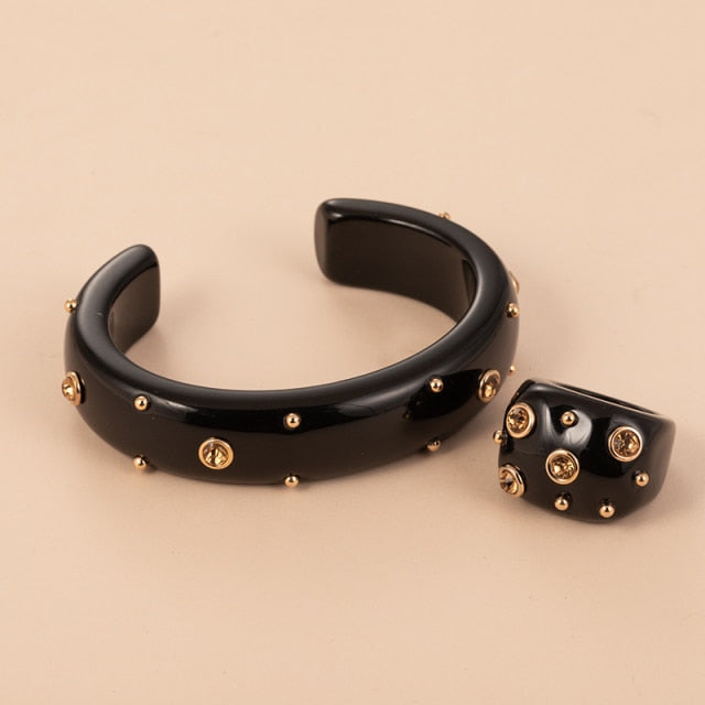 Cute Acrylic With Large  Ring&Bangle Bracelets Jewelry Sets