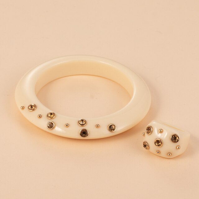 Cute Acrylic With Large  Ring&Bangle Bracelets Jewelry Sets
