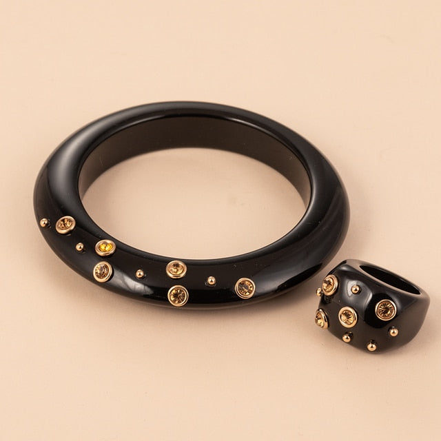 Cute Acrylic With Large  Ring&Bangle Bracelets Jewelry Sets