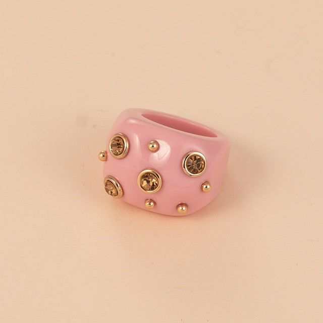 Cute Acrylic With Large  Ring&Bangle Bracelets Jewelry Sets