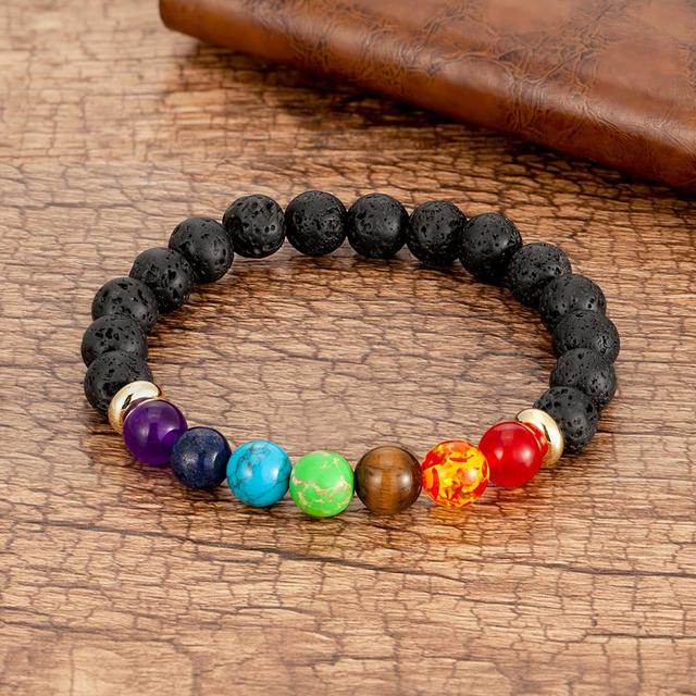 Natural Round Chakra Bead Stone Men's Bracelet