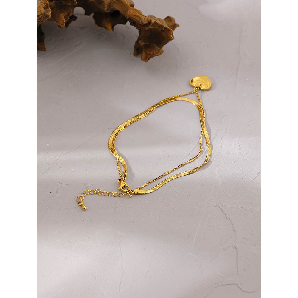 Trendy Layered Heart Gold Anklet for Women