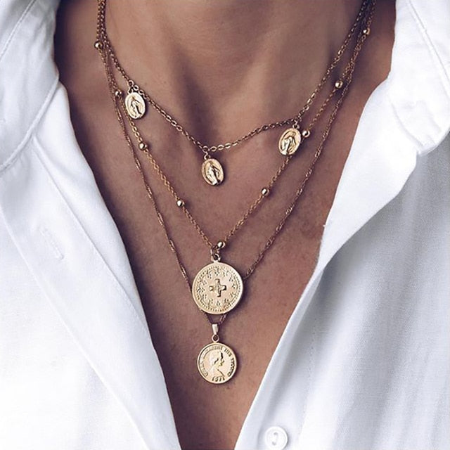 Bohemian Women Vintage  Cross Lotus  Necklace