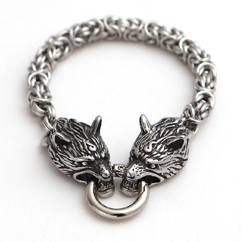 Never Fade Nordic Punk Viking Wolf Charm Bracelet