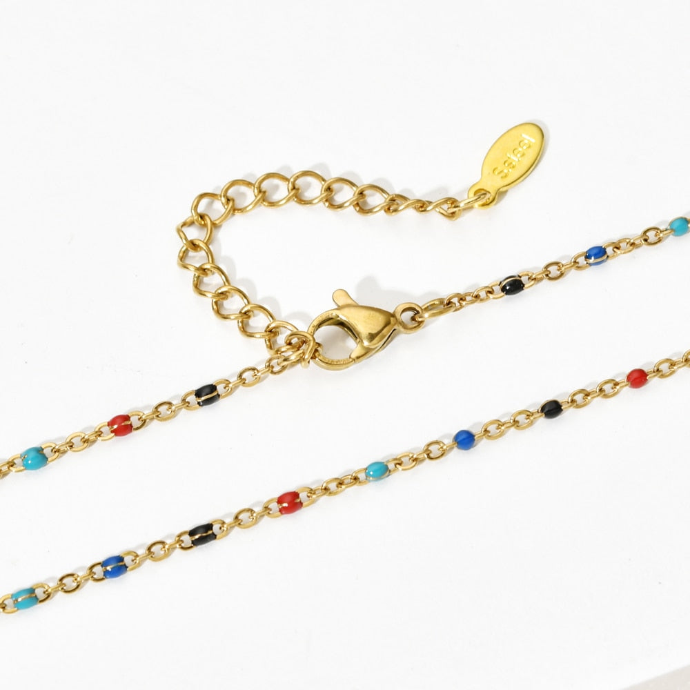 Golden Color Link Chain Beads Ladies Jewelry Set