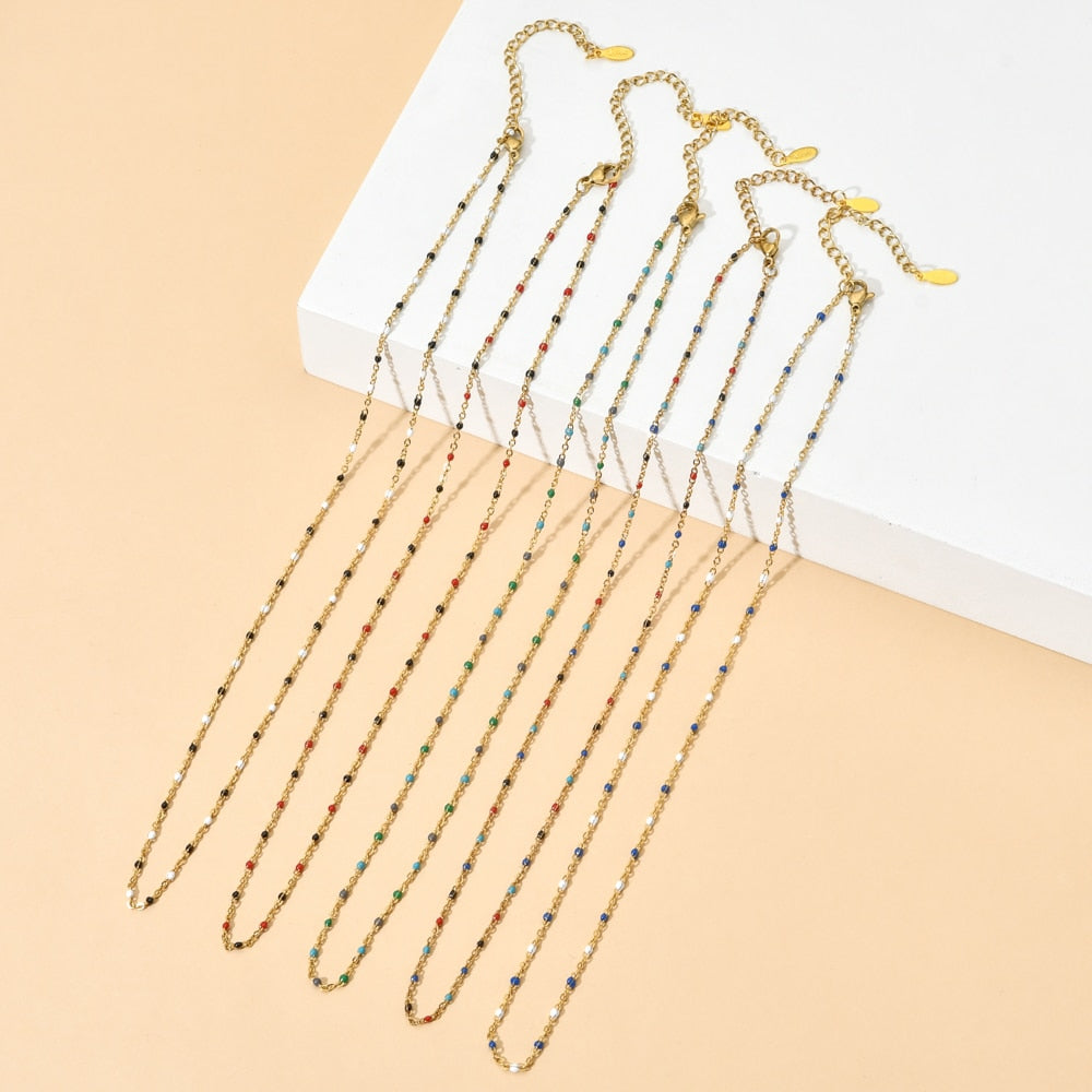 Golden Color Link Chain Beads Ladies Jewelry Set