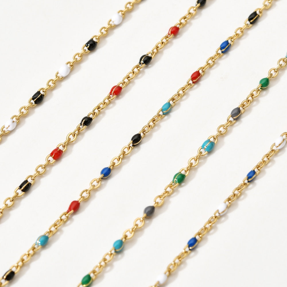 Golden Color Link Chain Beads Ladies Jewelry Set