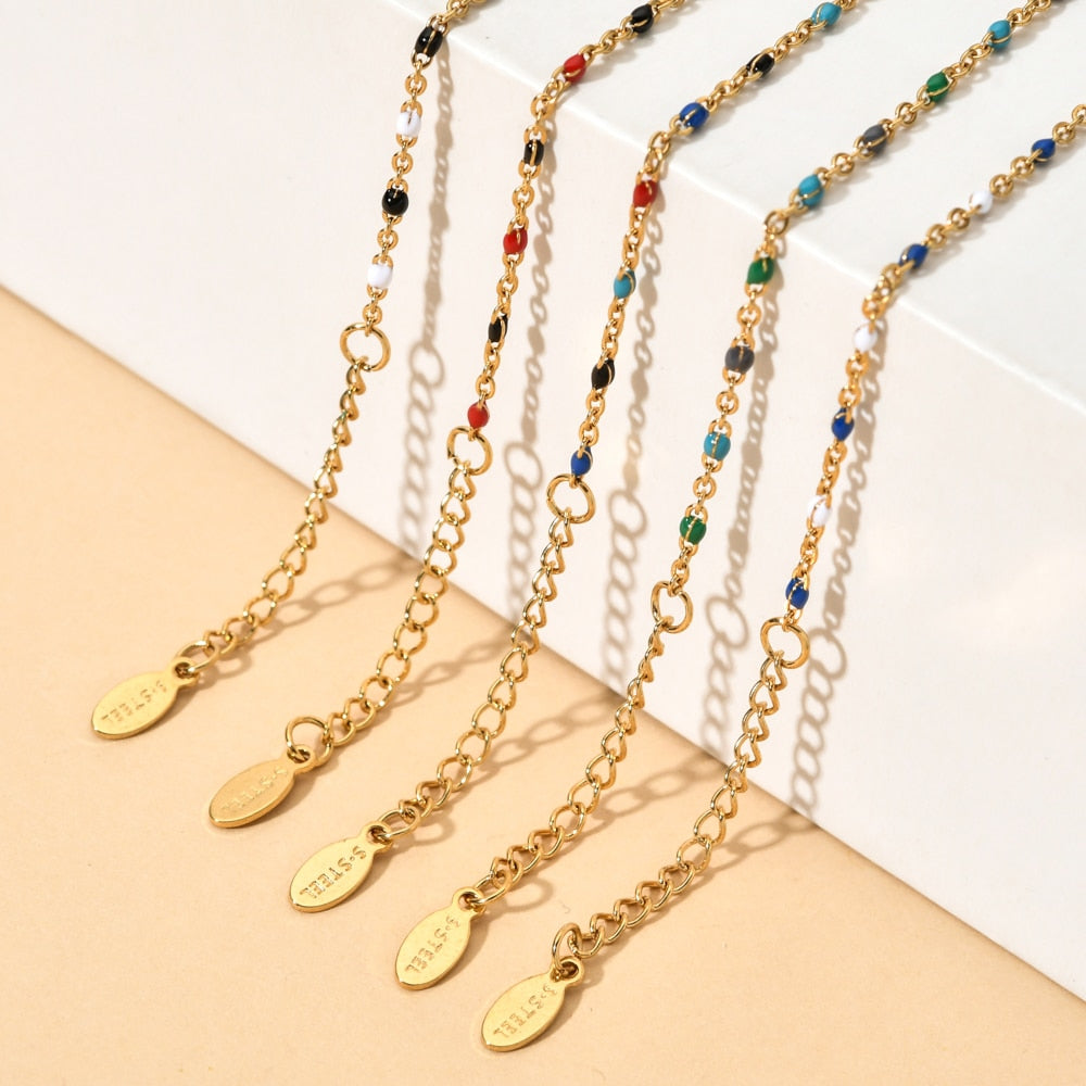 Golden Color Link Chain Beads Ladies Jewelry Set