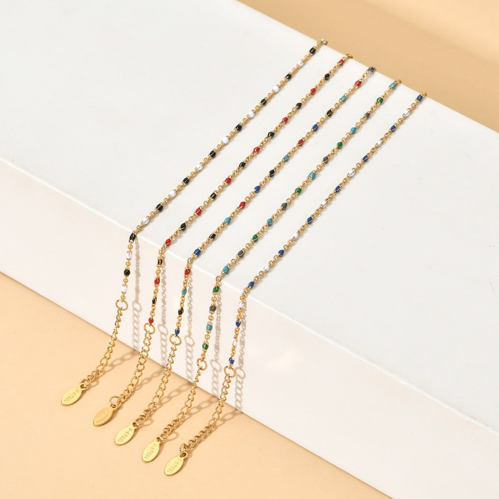 Golden Color Link Chain Beads Ladies Jewelry Set