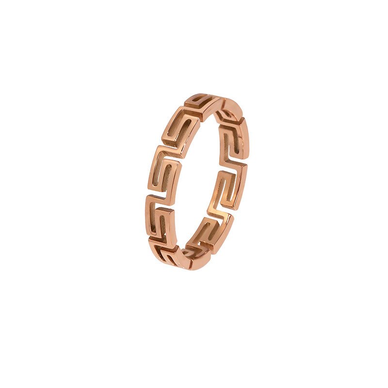 Classic Labyrinth Design Titanium Steel  Rose Gold Rings