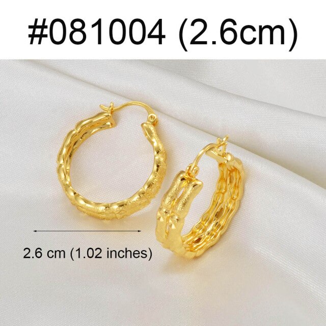 Gold Color  Bamboo Stud Earrings