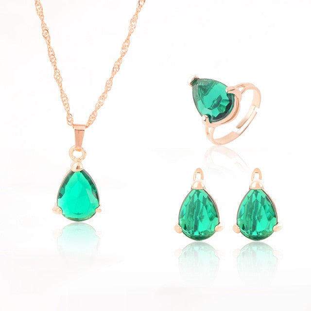 african bridal gold color necklace earrings Ring  jewellery set