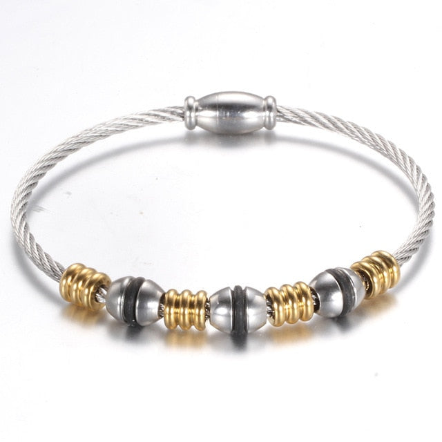 fashion jewelry  leather rope stainless steel rope bracelet