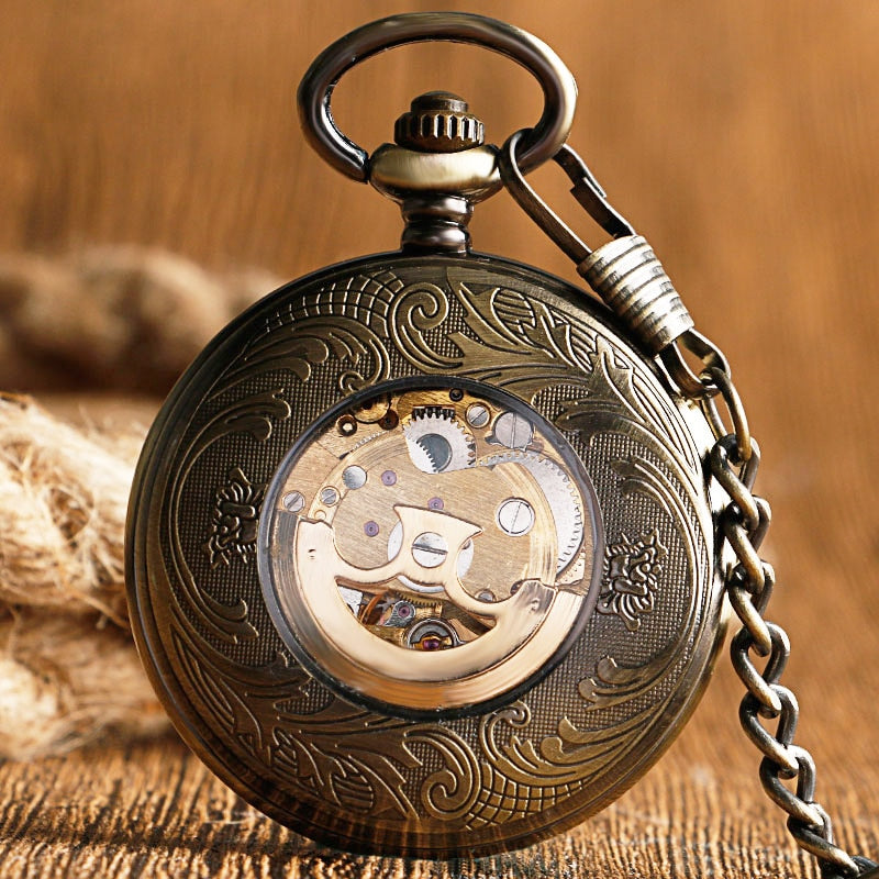 Copper Fashion Bronze Pendant Smooth Retro Pocket Watch