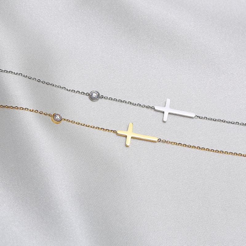 Delicate Petite Sideway Cross Necklaces Pendant