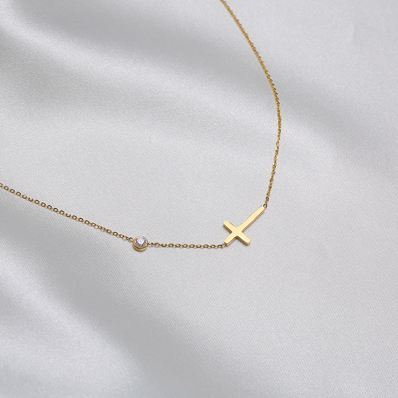 Delicate Petite Sideway Cross Necklaces Pendant