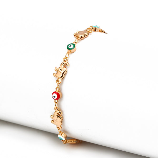 Pulsera con dije de elefante de ojo turco multicolor
