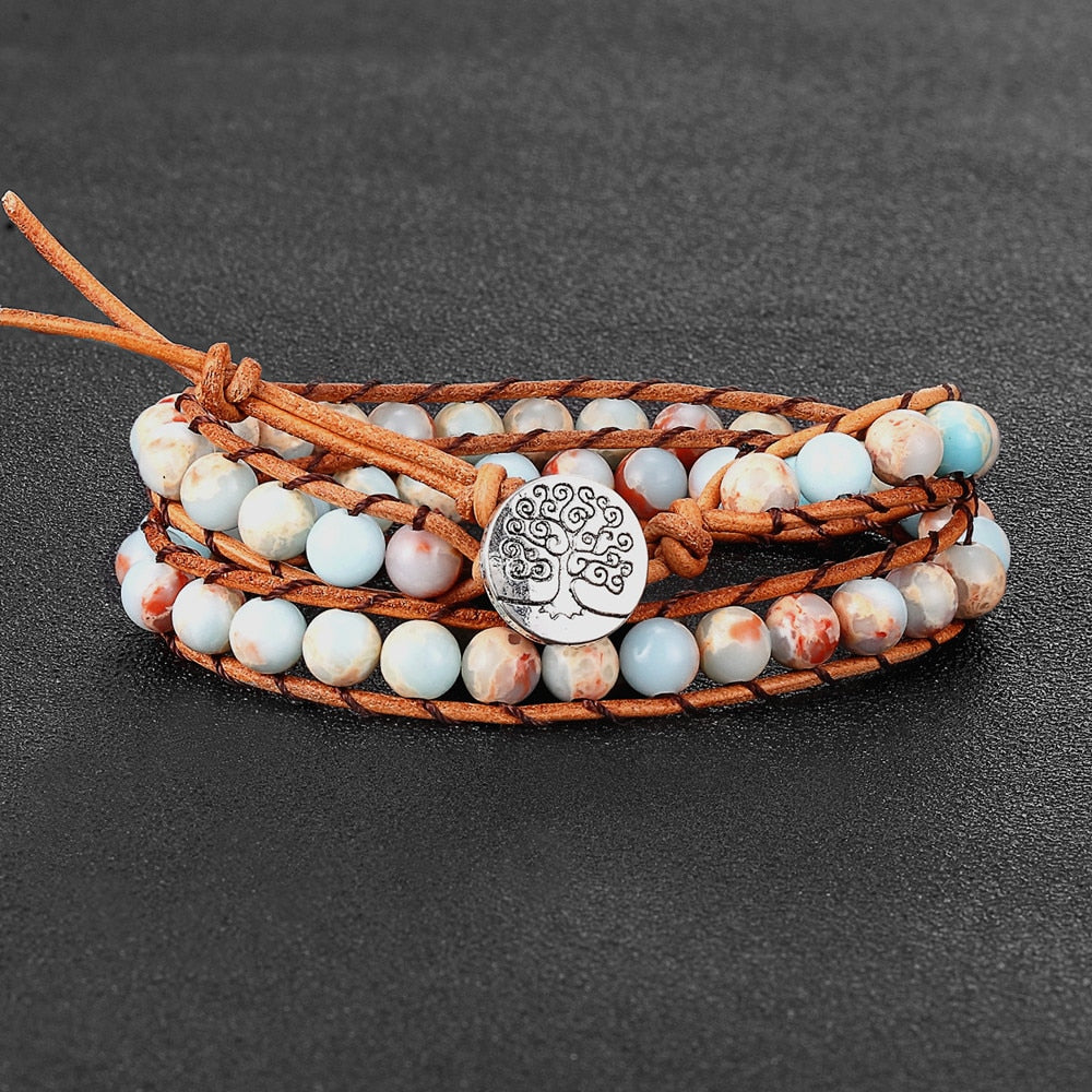 Vintage 6mm Emperor Stone 2 Laps Wrap Bracelet