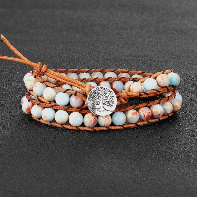 Vintage 6mm Emperor Stone 2 Laps Wrap Bracelet