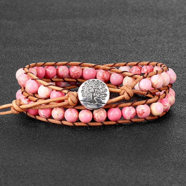 Vintage 6mm Emperor Stone 2 Laps Wrap Bracelet
