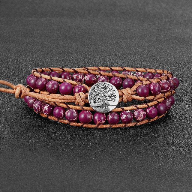Vintage 6mm Emperor Stone 2 Laps Wrap Bracelet