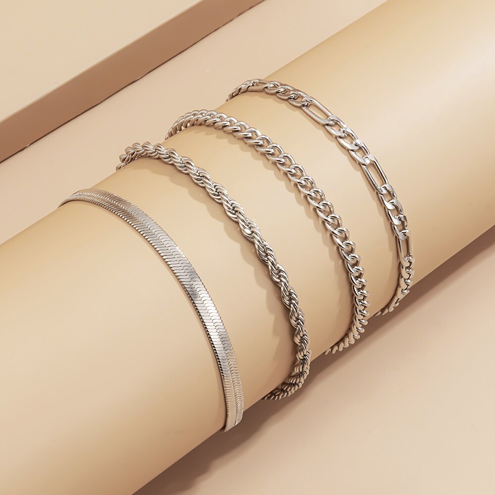 Girls Fashion Gold Color Rope Chain Herringbone Link Bracelet