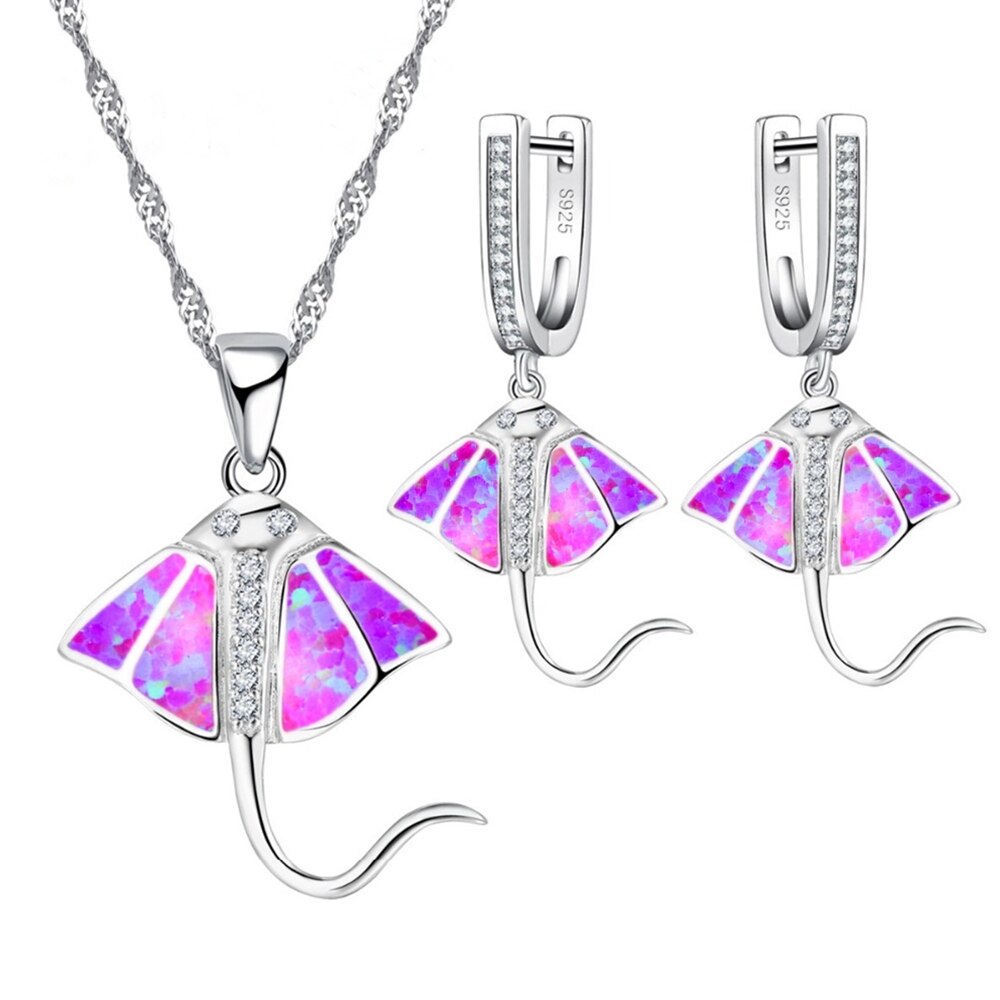New Fashion Fish Shape White Opal  Necklace Earring Jewelry Sets