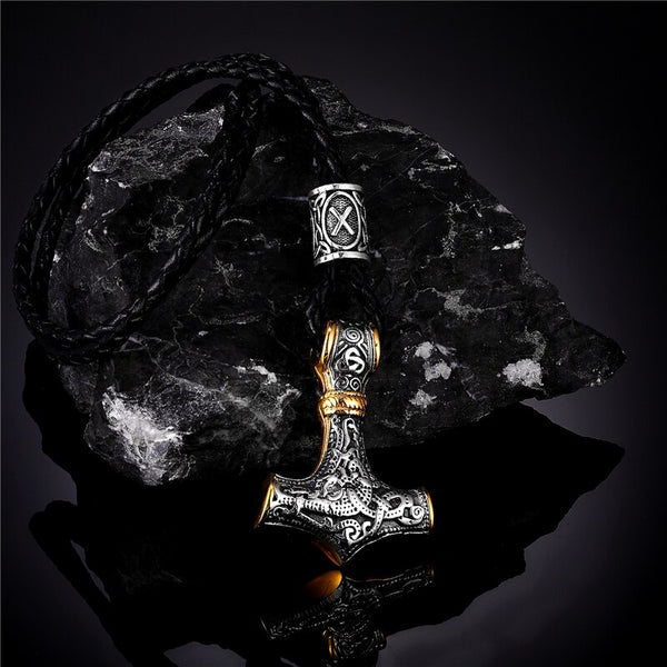 Collar de acero inoxidable con el martillo de Thor vikingo
