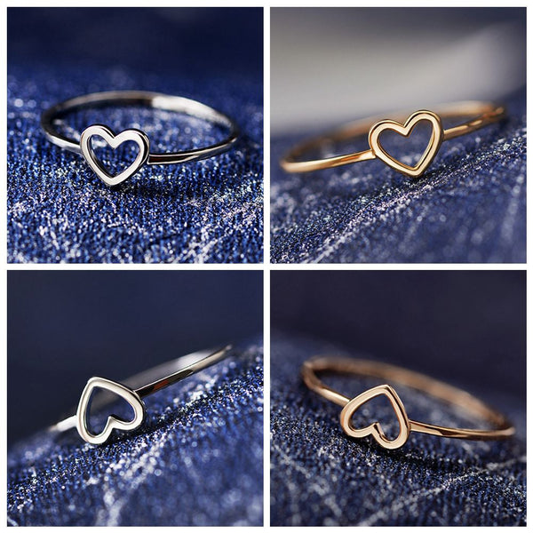 Anillo delicado para mujer con corazón hueco