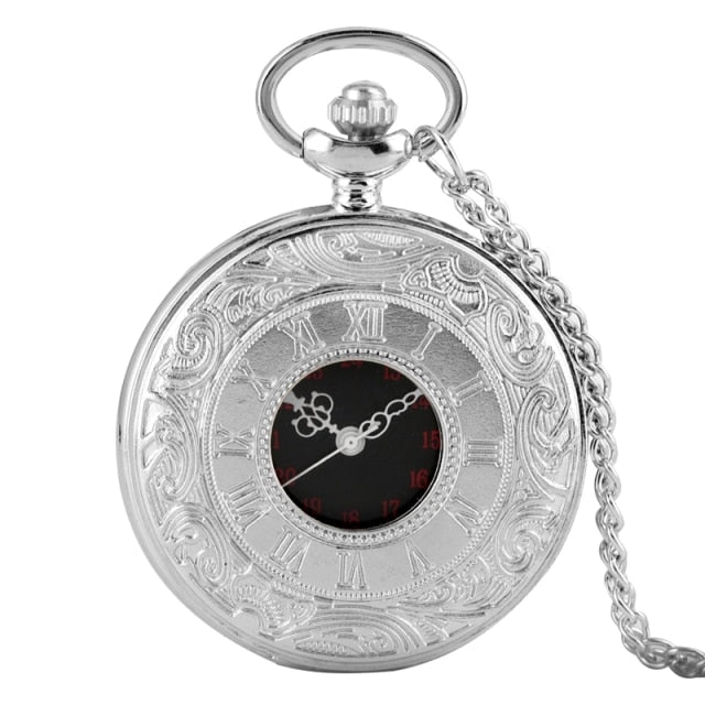 Vintage Bronze Roman Number Necklace Quartz Pocket Watch