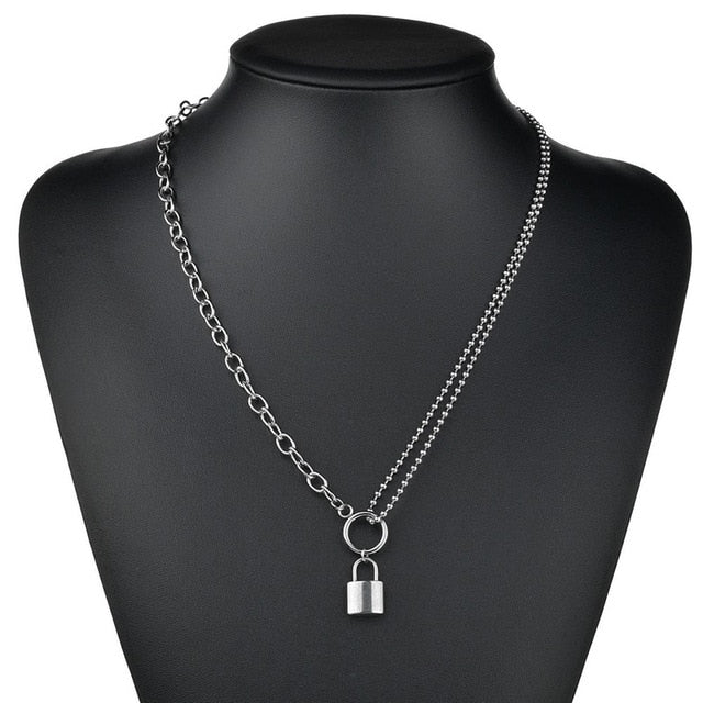 Cute Simple Chain Link Lock Necklace Pendant