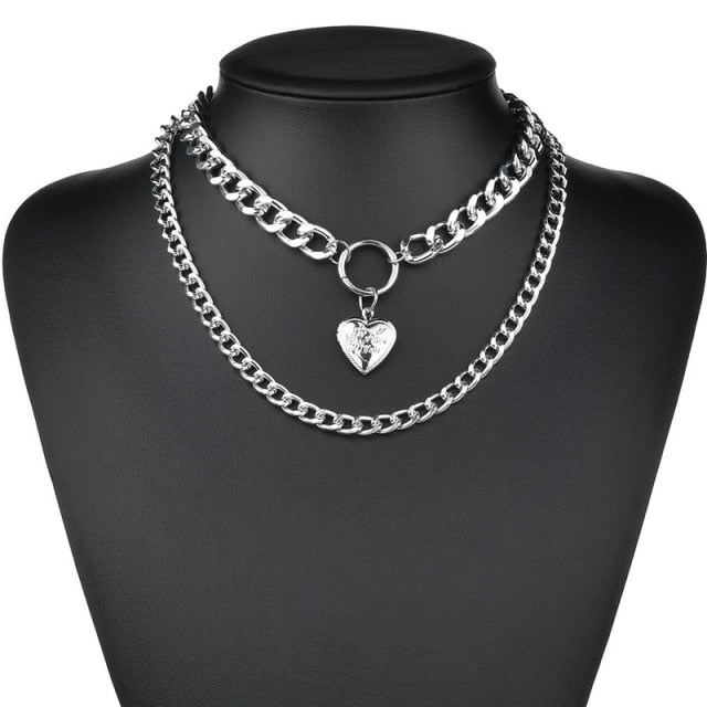 Cute Simple Chain Link Lock Necklace Pendant