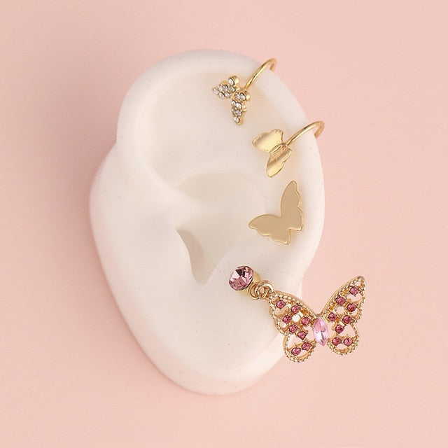 Gold Small Hoop Earrings Cherry Rhinestone Earrings