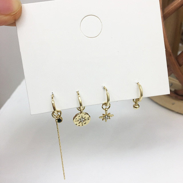 Gold Small Hoop Earrings Cherry Rhinestone Earrings