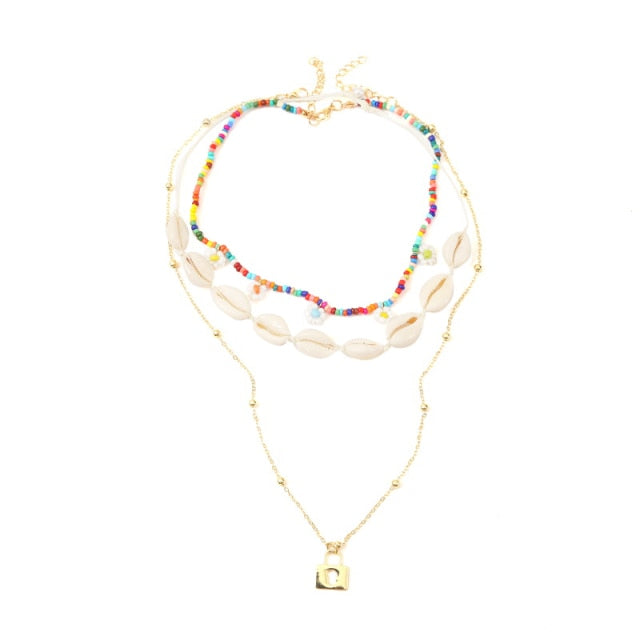 Beach Style Fashion Blue Glass Beaded Long Necklaces