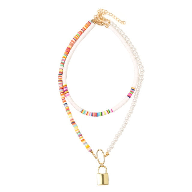 Beach Style Fashion Blue Glass Beaded Long Necklaces