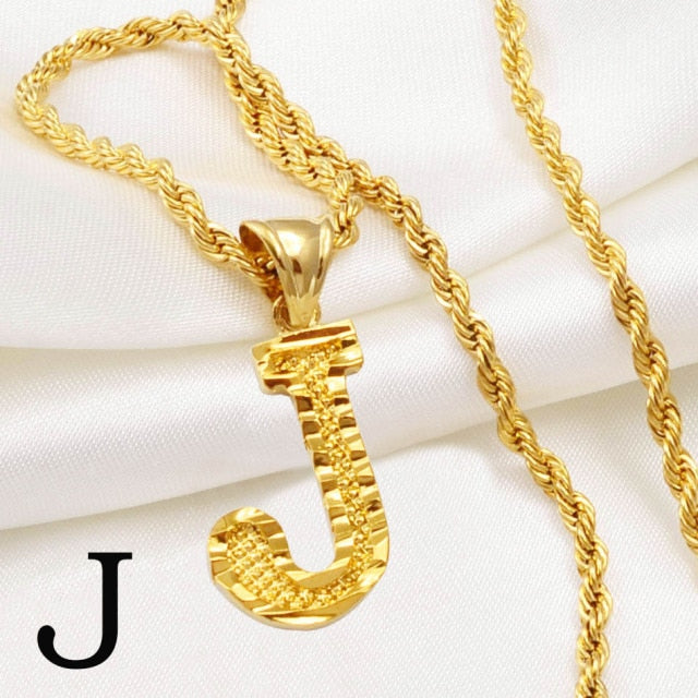 A-Z Letters Necklaces Women Men Gold Color Initial Pendant